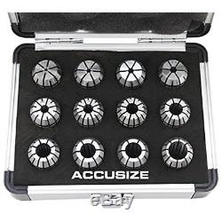AccusizeTools 12 Pcs ER-20 Collet Sets Holding End Mills, Size From 1/16'' 1/2'