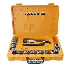 AccusizeTools 12 Pcs/Set ER32 Collet + R8 Bridgeport Shank + Wrench in Fitt