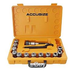 AccusizeTools 12 Pcs/Set ER32 Collet + R8 Bridgeport Shank + Wrench in Fitted