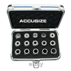 AccusizeTools Metric ER Collet 2mm to 16mm by 1mm ER-25 Collet 15 Pcs/Set in F