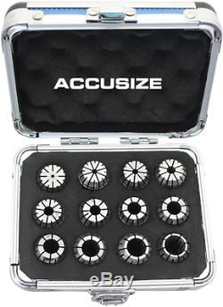 Accusize Industrial Tools 2 Mm To 13 Mm By 1 Mm Er-20 Collet Set, 12 Pcs/Set In