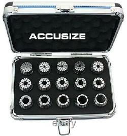 Accusize Industrial Tools 2 Mm To 16 Mm By 1 Mm Er-25 Collet Set, 15 Pcs/Set In