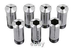 Accusize Industrial Tools 5C Hex Collets, 7 Pcs/Set, Size Including 1/4'', 3/4'