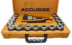 Accusize R8 Shank + 15 Pcs ER40 Collet Set + Wrench in Fitted Strong Box, 0223