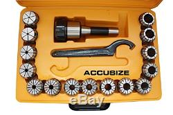 Accusize R8 Shank + 15 Pcs ER40 Collet Set + Wrench in Fitted Strong Box, #022