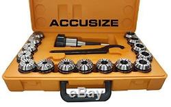 Accusize R8 Shank + 15 Pcs ER40 Collet Set + Wrench in Fitted Strong Box, #022
