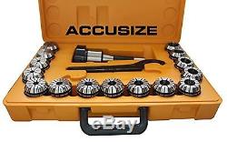 Accusize R8 Shank + 15 Pcs ER40 Collet Set + Wrench in Fitted Strong Box
