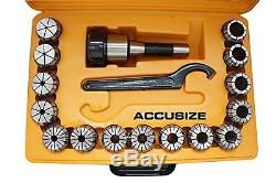 Accusize R8 Shank + 15 Pcs ER40 Collet Set + Wrench in Fitted Strong Box #0