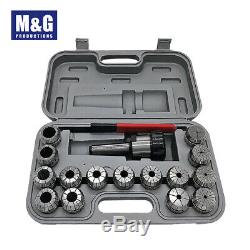 ER40 Collet Set, 15pcs/set(3-26mm)With MT3 Shank and wrench