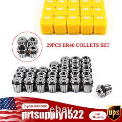 ER40 Precision Spring Collet Set Milling Lathe CNC Chuck Bit Holder Tool 29 Pcs
