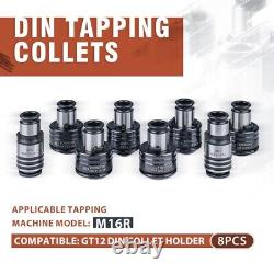 GT12 Tapping Chuck Set DIN Collet 8Pcs M3, M4, M5/M6, M8, M10, M12, M14, M16