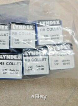 Lyndex INCOMPLETE 10 PCS R8 Collet Set 1/8-3/16 Increments of 1/16 810-SET-13