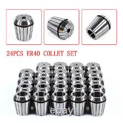 New 24Pcs ER40 Collet Set Metric Size High Precision Spring Clamping Collet Set