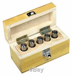 Palmgren Round Collet Set, MT2, 3/8in-16, 5 Pcs Includes Wooden Storage Box