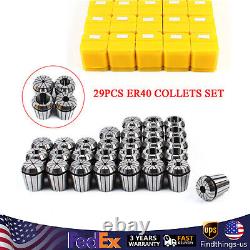 Precision ER40 Collet Set 29PCs Collet Chuck 1/8-1 Tool for CNC Milling Lathe
