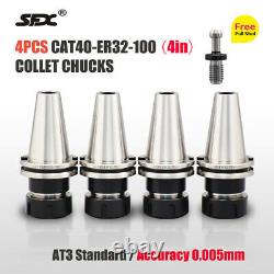SFX 4Pcs ER32 Collet Set CAT40-ER32-100 4 Chucks Collet CNC Milling Tool Holder
