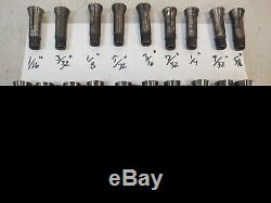 South Bend Lathe Hardinge 6k Round Collet Set Of 19pcs 1/16 5/8