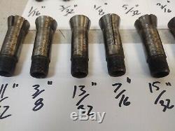 South Bend Lathe Hardinge 6k Round Collet Set Of 19pcs 1/16 5/8