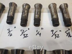 South Bend Lathe Hardinge 6k Round Collet Set Of 19pcs 1/16 5/8