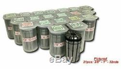 TG-100 COOLANT COLLET 21 pcs SET (3/8-1 by 32nds), 100-SET21S Free Shipping