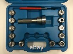 USED-12 Pcs/Set ER32 Collet + R8 Bridgeport Shank + Wrench in Fitted Box